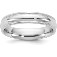 14K White Gold 4.5mm Milgrain Comfort Fit Wedding Band - Engravable, Rhodium Plated by Luciano & Cie