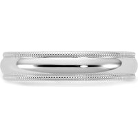 14K White Gold 4.5mm Milgrain Comfort Fit Wedding Band by Luciano & Cie