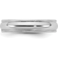 14K White Gold 4.5mm Milgrain Half Round Band Wedding Ring - Engravable, Polished Finish by Luciano & Cie