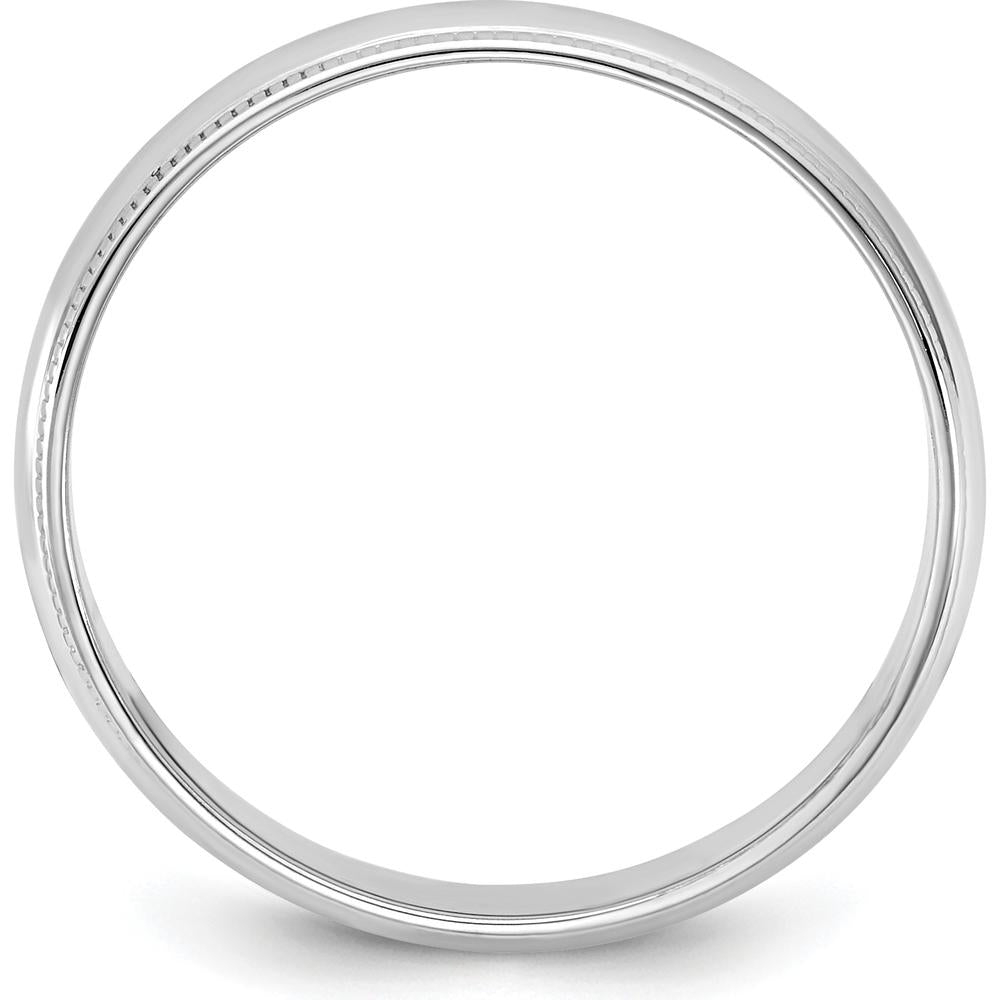14K White Gold 4.5mm Milgrain Half Round Band Wedding Ring with Rhodium Plating by Luciano & Cie