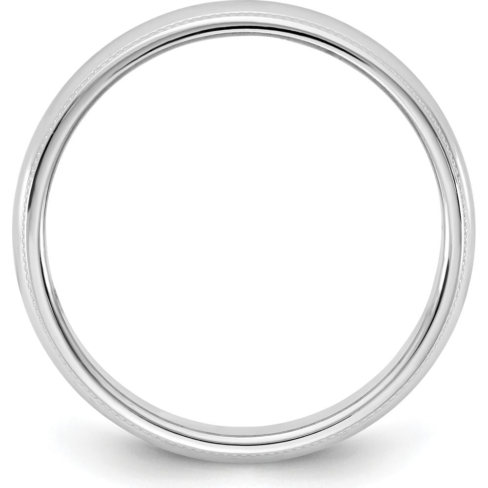 14K White Gold 4.5mm Milgrain Half-Round Wedding Band - Polished Finish, Unisex by Luciano & Cie