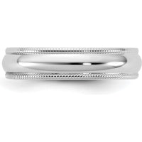 14K White Gold 4.5mm Milgrain Half Round Wedding Band - Polished Finish by Luciano & Cie