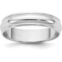 14K White Gold 4.5mm Milgrain Half Round Wedding Band Size 8 by Luciano & Cie