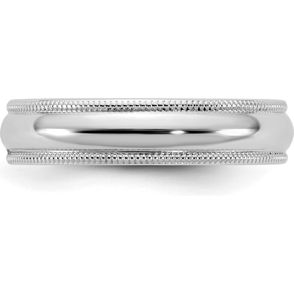 14K White Gold 4.5mm Milgrain Half Round Wedding Band - Size 9 by Luciano & Cie