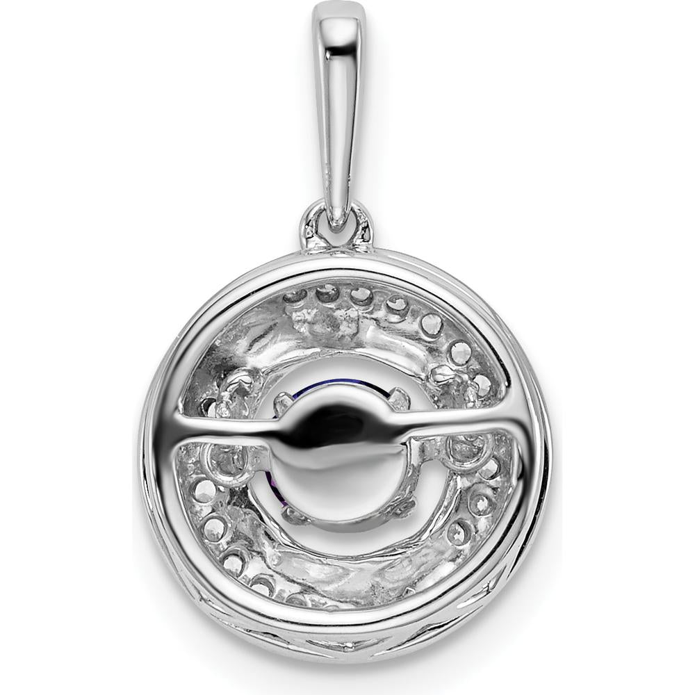 14K White Gold 4.5mm Round Amethyst and Diamond Pendant - 0.33 Carat Amethyst, 0.009 Carat Diamond Total Weight by Lumare Gioia