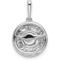 14K White Gold 4.5mm Round Garnet and Diamond Pendant with Moveable Charm - 0.33 Carat Total Garnet Weight by Lumare Gioia