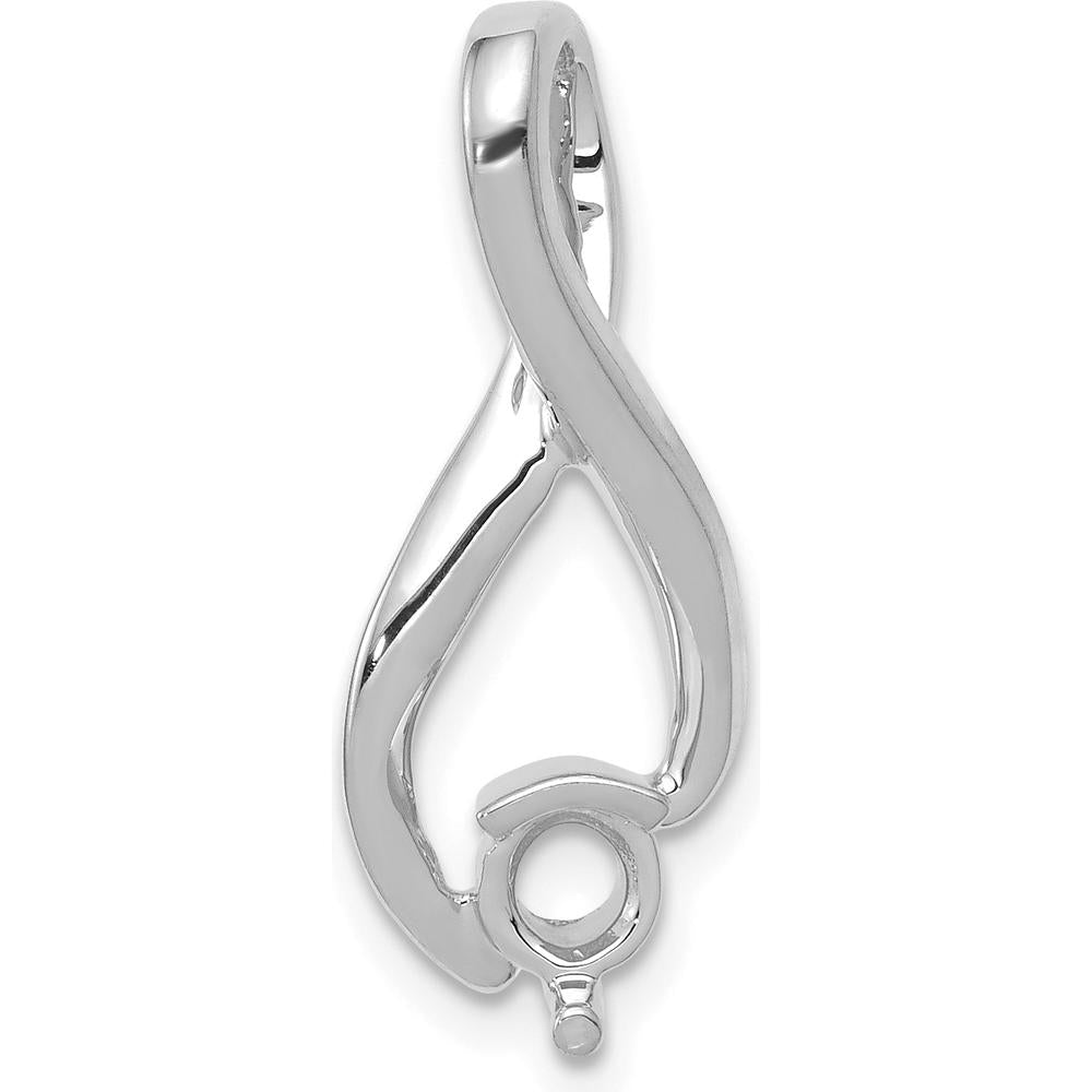 14K White Gold 4.5mm Round Stone Fancy Slide Mounting - Fits up to 6mm Omega Chain by Oro Pregiato