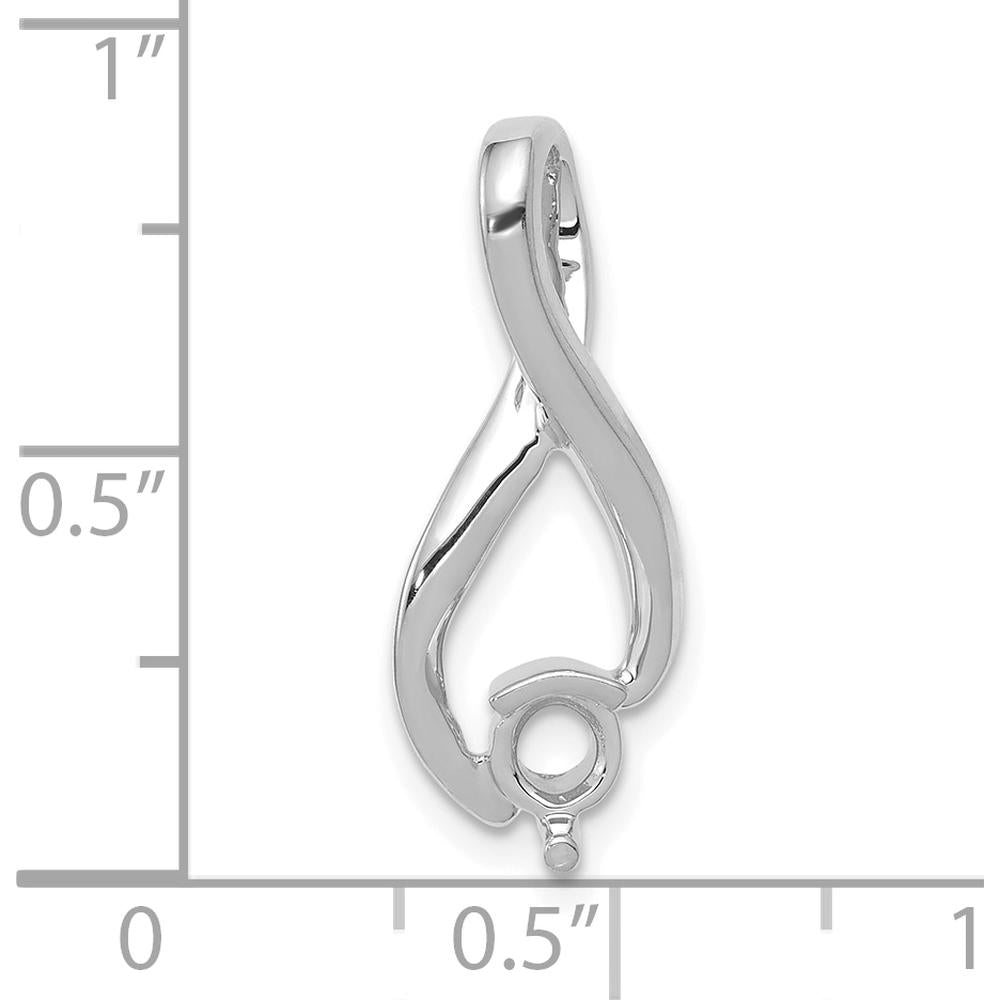 14K White Gold 4.5mm Round Stone Fancy Slide Mounting - Fits up to 6mm Omega Chain by Oro Pregiato