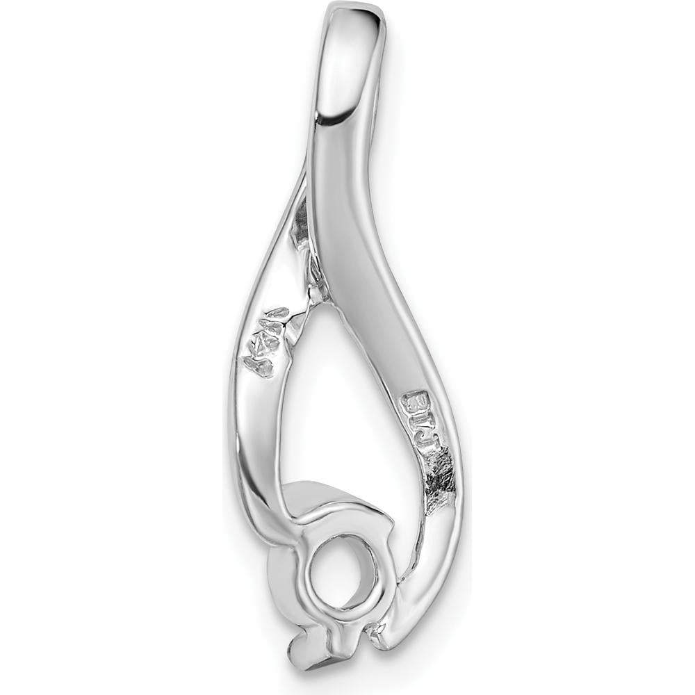 14K White Gold 4.5mm Round Stone Fancy Slide Mounting - Fits up to 6mm Omega Chain by Oro Pregiato