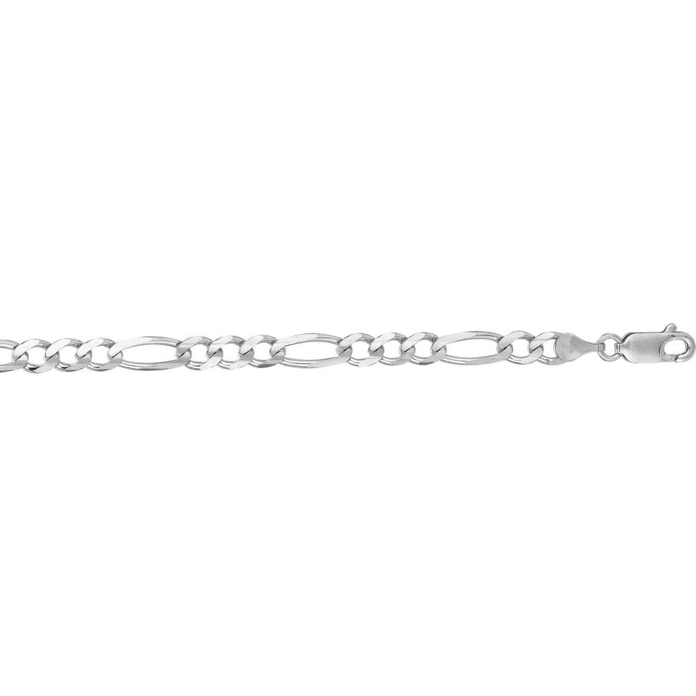 14K White Gold 4.6mm Polished Figaro Chain Necklace - 24" Length by Orozza Fine Jewelry