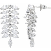 14K White Gold 4.75 Carat Lab Grown Diamond Marquise Dangle Earrings