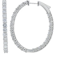 14K White Gold 4.89 Carat Diamond Inside - Out Hoop Earrings - 4.89 Carat Total Diamond Weight