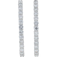 14K White Gold 4.89 Carat Diamond Inside - Out Hoop Earrings - 4.89 Carat Total Diamond Weight