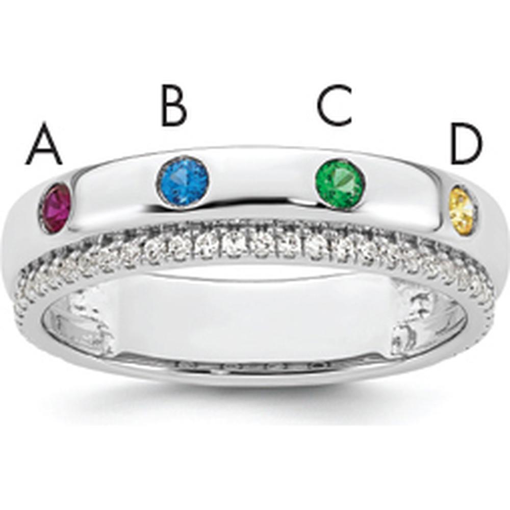 14K White Gold 4-Birthstone and Diamond Mother's Ring Semi-mount by Oro Pregiato