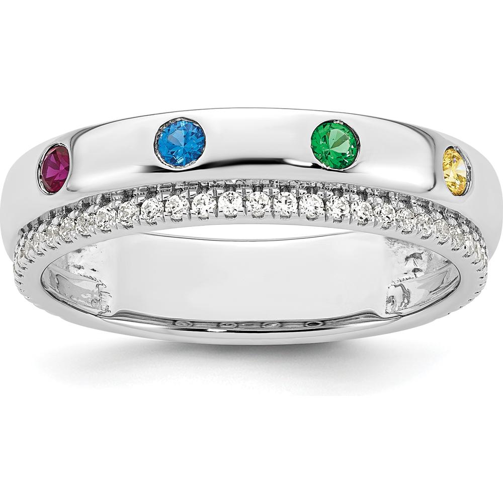 14K White Gold 4-Birthstone and Diamond Mother's Ring Semi-mount by Oro Pregiato