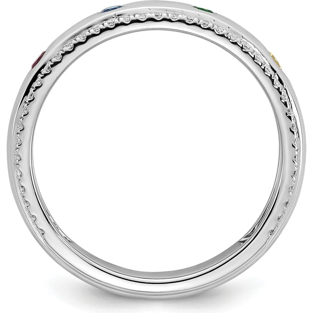 14K White Gold 4-Birthstone and Diamond Mother's Ring Semi-mount by Oro Pregiato
