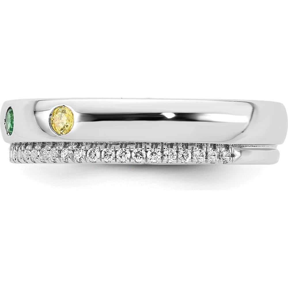 14K White Gold 4-Birthstone and Diamond Mother's Ring Semi-mount by Oro Pregiato