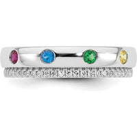 14K White Gold 4-Birthstone and Diamond Mother's Ring Semi-mount by Oro Pregiato