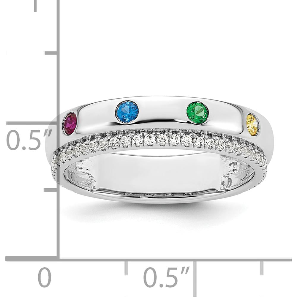 14K White Gold 4-Birthstone and Diamond Mother's Ring Semi-mount by Oro Pregiato