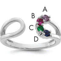 14K White Gold 4-Birthstone Mother's Wrap Ring with Prong-Set Gemstones - Customizable Birthstone Design by Oro Pregiato