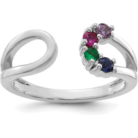 14K White Gold 4-Birthstone Mother's Wrap Ring with Prong-Set Gemstones - Customizable Birthstone Design by Oro Pregiato