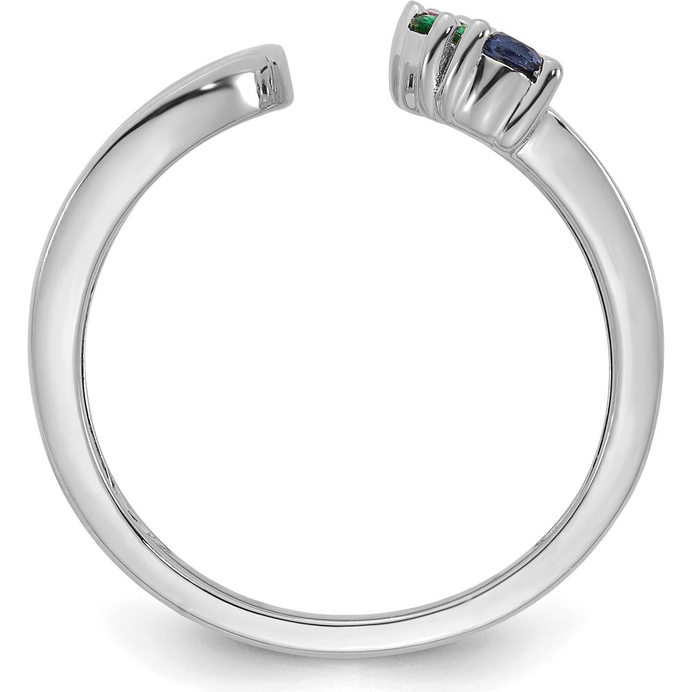 14K White Gold 4-Birthstone Mother's Wrap Ring with Prong-Set Gemstones - Customizable Birthstone Design by Oro Pregiato