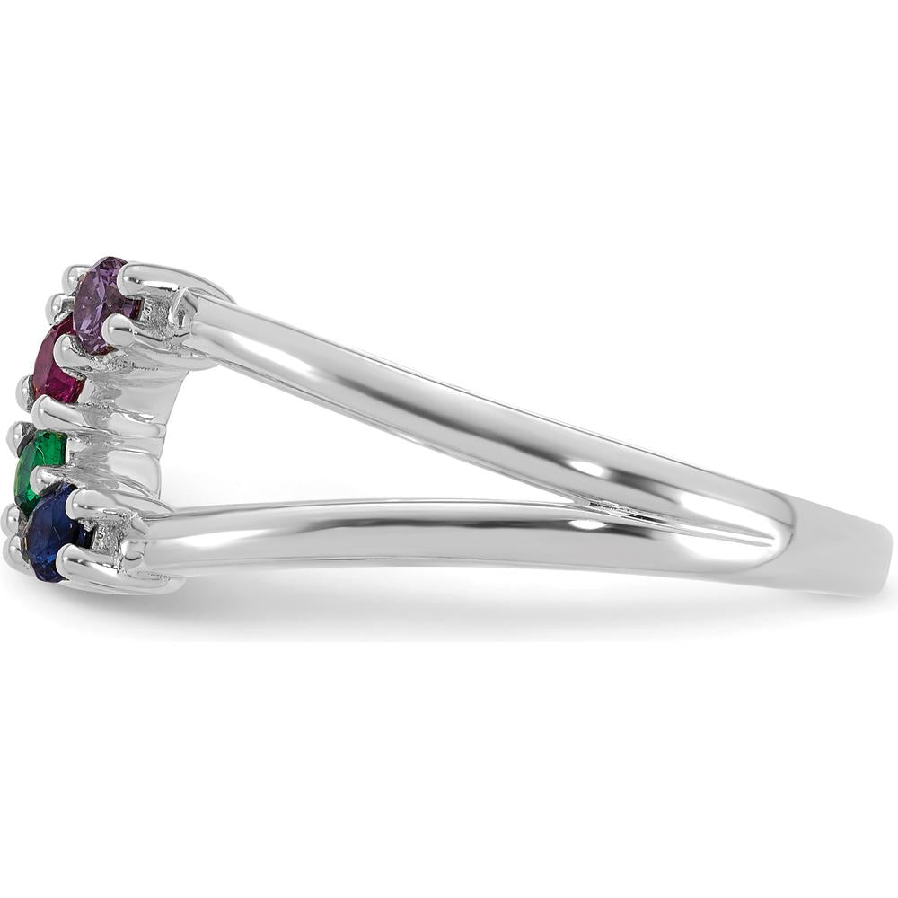 14K White Gold 4-Birthstone Mother's Wrap Ring with Prong-Set Gemstones - Customizable Birthstone Design by Oro Pregiato