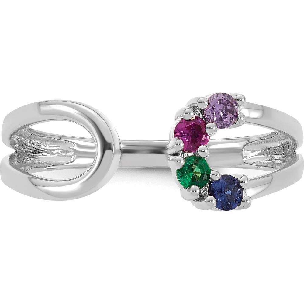 14K White Gold 4-Birthstone Mother's Wrap Ring with Prong-Set Gemstones - Customizable Birthstone Design by Oro Pregiato