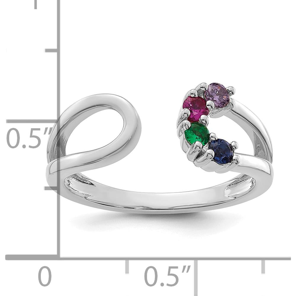 14K White Gold 4-Birthstone Mother's Wrap Ring with Prong-Set Gemstones - Customizable Birthstone Design by Oro Pregiato