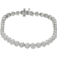 14K White Gold 4 Carat Diamond Tennis Bracelet - Round Brilliant Cut Diamonds, 4.00 Carat Total Diamond Weight