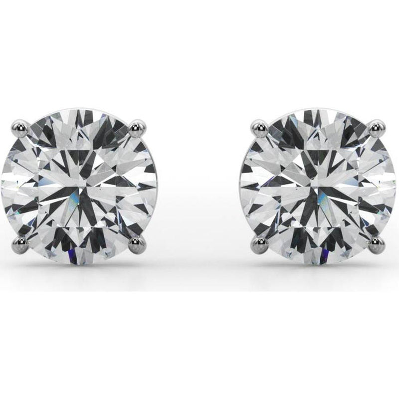 14K White Gold 4 Carat Total Weight Lab Diamond 2 Carat Four-Prong Wire Stud Earrings by Robinson's Jewelers