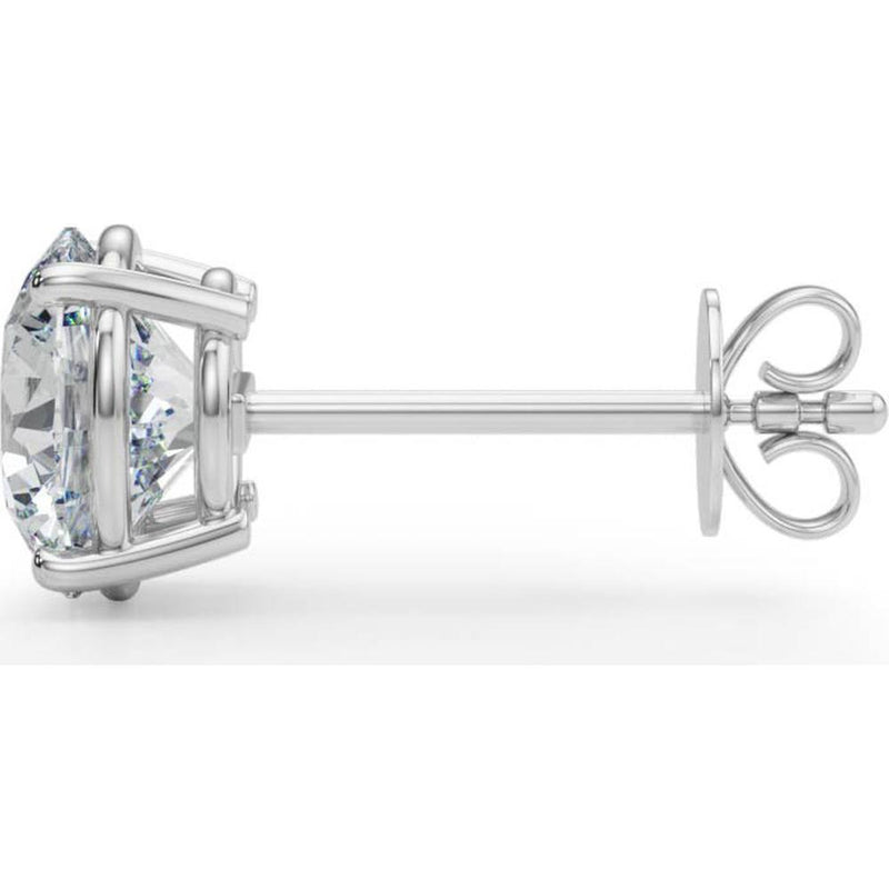 14K White Gold 4 Carat Total Weight Lab Diamond 2 Carat Four-Prong Wire Stud Earrings by Robinson's Jewelers