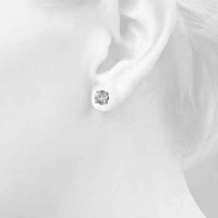 14K White Gold 4 Carat Total Weight Lab Diamond 2 Carat Four-Prong Wire Stud Earrings by Robinson's Jewelers