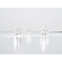 14K White Gold 4 Carat Total Weight Round Brilliant Cut Lab Grown Diamond Stud Earrings with Four-Prong Setting and Butterfly Friction Backs - Royal Jewelry