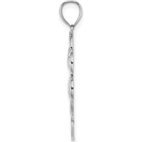 14K White Gold 4-Leaf Clover Charm Pendant with Rhodium Finish - Lucky Heart-Shaped Design by Oro Pregiato