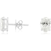 14K White Gold 4-Prong Oval Lab-Grown Diamond Stud Earrings - 2.00 Carat Total Diamond Weight - Royal Jewelry