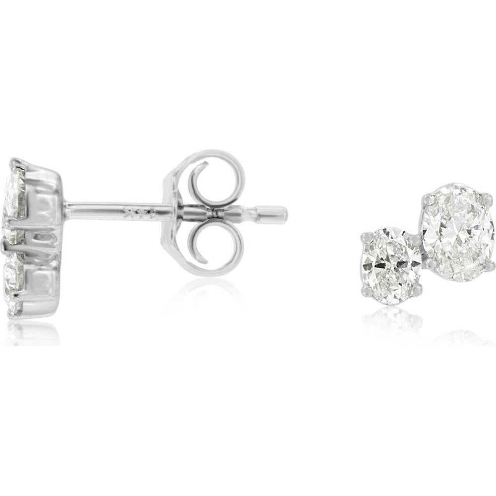 14K White Gold 4-Prong Set Diamond Stud Earrings - 0.62 Carat Total Diamond Weight - Royal Jewelry