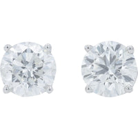 14K White Gold 4-Prong Set Round Diamond Stud Earrings - 1.91 Carat Total Diamond Weight