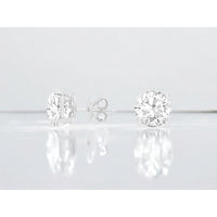14K White Gold 4-Prong Stud Earrings with Round Lab Grown Diamonds - 6.00 Carat Total Diamond Weight - Royal Jewelry