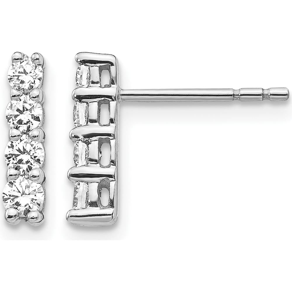 14K White Gold 4-Stone Diamond Drop Earrings with Round Diamonds - 0.26 Carat Total Diamond Weight by Monteluci Fine Jewelry