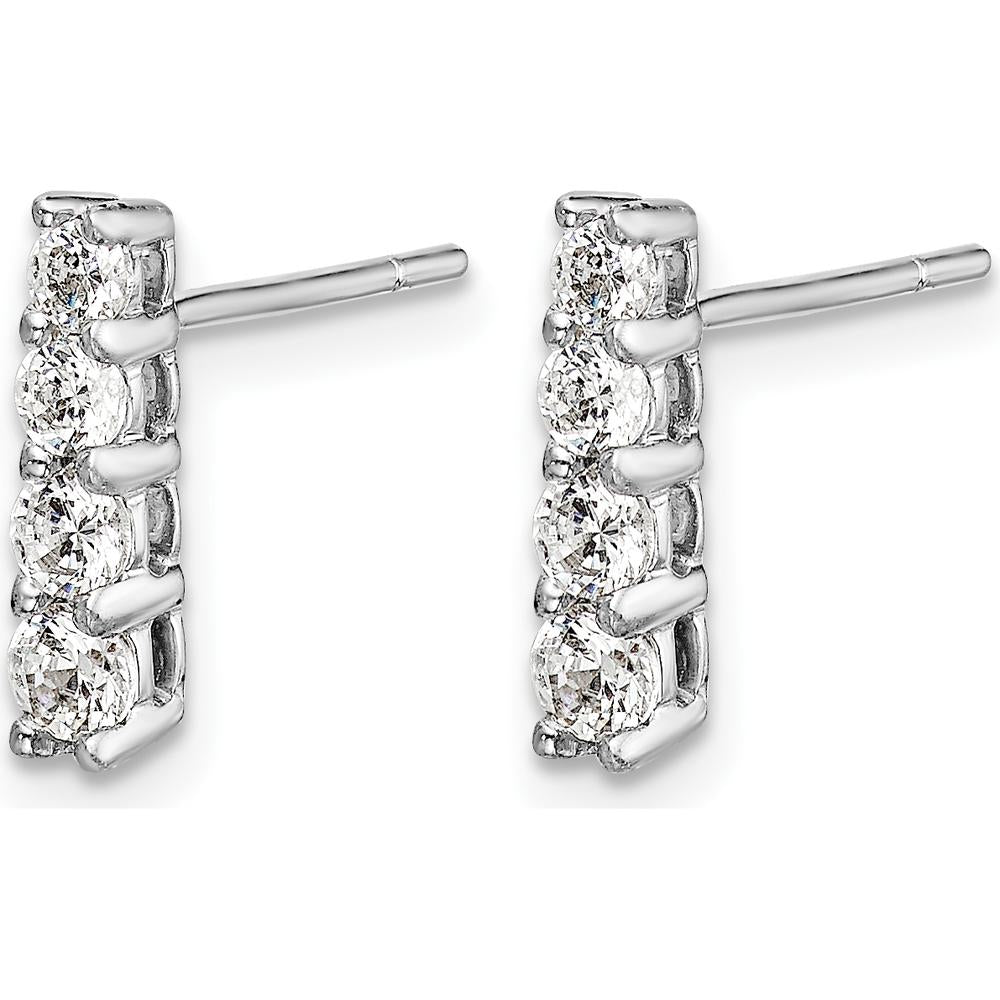 14K White Gold 4-Stone Diamond Drop Earrings with Round Diamonds - 0.26 Carat Total Diamond Weight by Monteluci Fine Jewelry