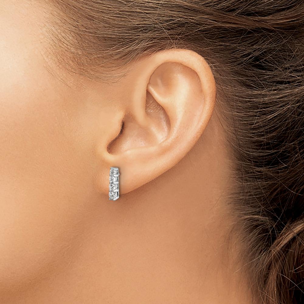 14K White Gold 4-Stone Diamond Drop Earrings with Round Diamonds - 0.26 Carat Total Diamond Weight by Monteluci Fine Jewelry