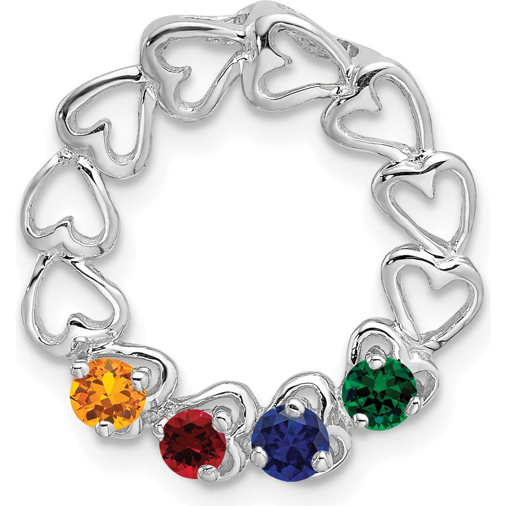 14K White Gold 4-Stone Family Pendant Mounting - Customizable Birthstone or Gemstone Setting by Oro Pregiato