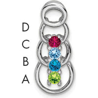 14K White Gold 4-Stone Family Pendant Mounting - Rhodium Plated, 20mm Length by Oro Pregiato
