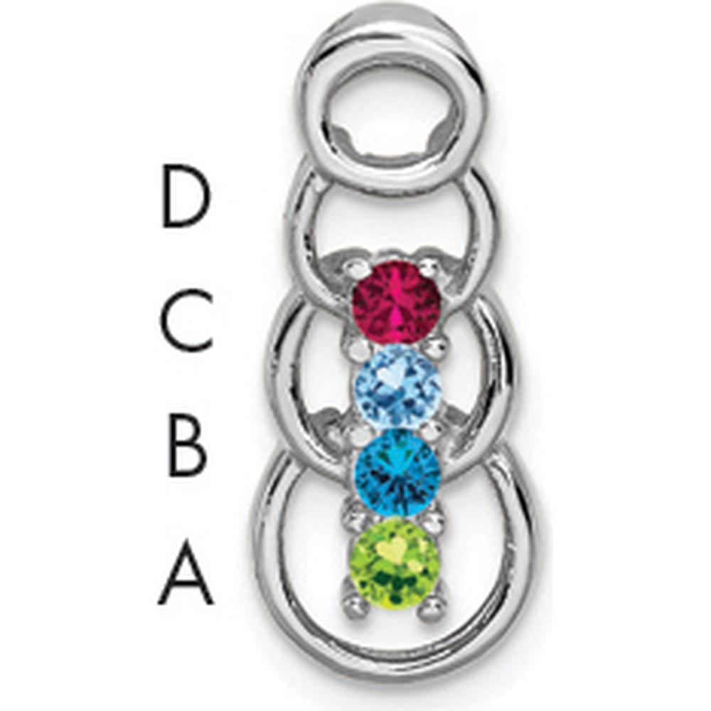 14K White Gold 4-Stone Family Pendant Mounting - Rhodium Plated, 20mm Length by Oro Pregiato