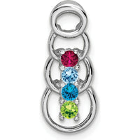 14K White Gold 4-Stone Family Pendant Mounting - Rhodium Plated, 20mm Length by Oro Pregiato
