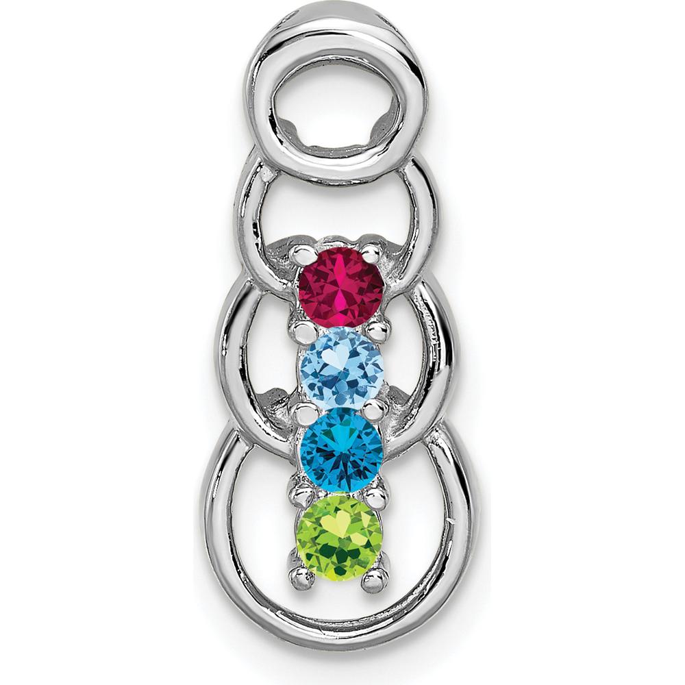 14K White Gold 4-Stone Family Pendant Mounting - Rhodium Plated, 20mm Length by Oro Pregiato