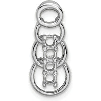 14K White Gold 4-Stone Family Pendant Mounting - Rhodium Plated, 20mm Length by Oro Pregiato