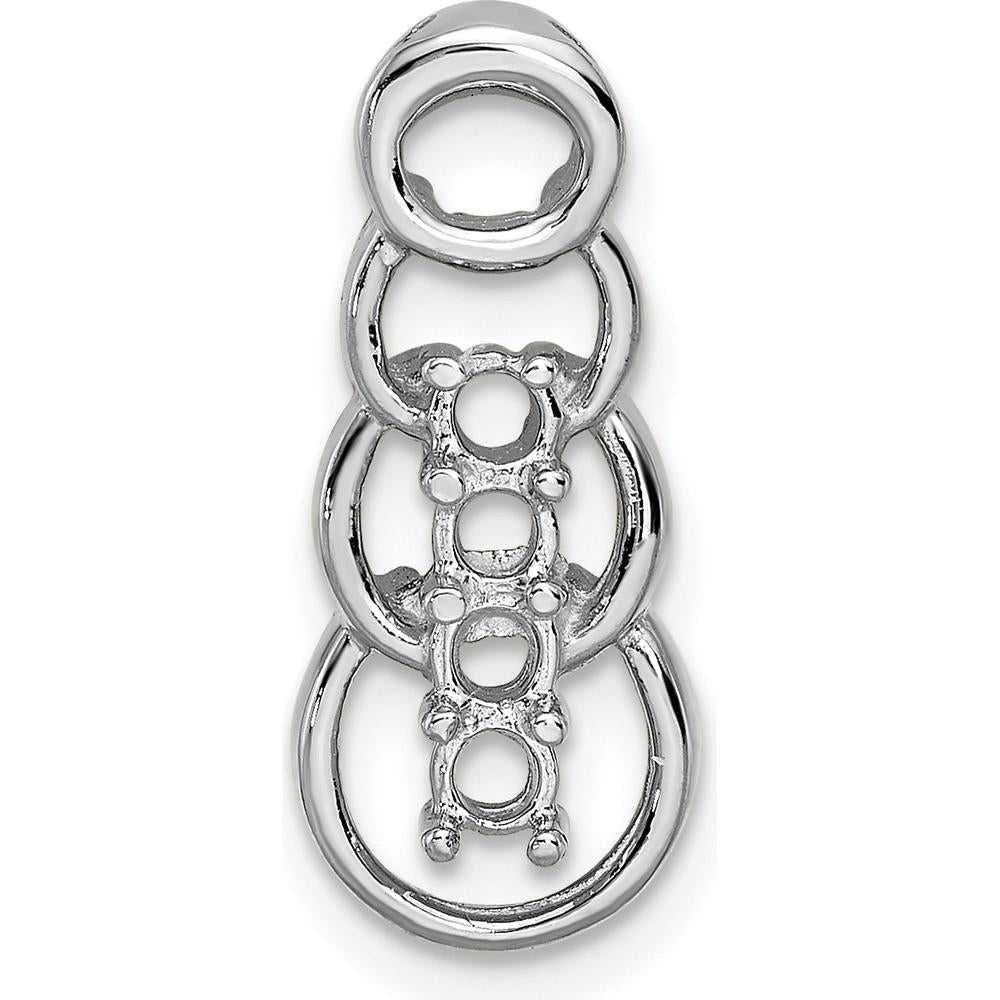 14K White Gold 4-Stone Family Pendant Mounting - Rhodium Plated, 20mm Length by Oro Pregiato