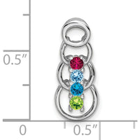14K White Gold 4-Stone Family Pendant Mounting - Rhodium Plated, 20mm Length by Oro Pregiato